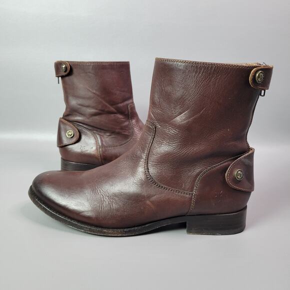 Frye Melissa Button Zip Short Ankle Boots Brown Womens Size 8.5 M - Picture 2 of 16